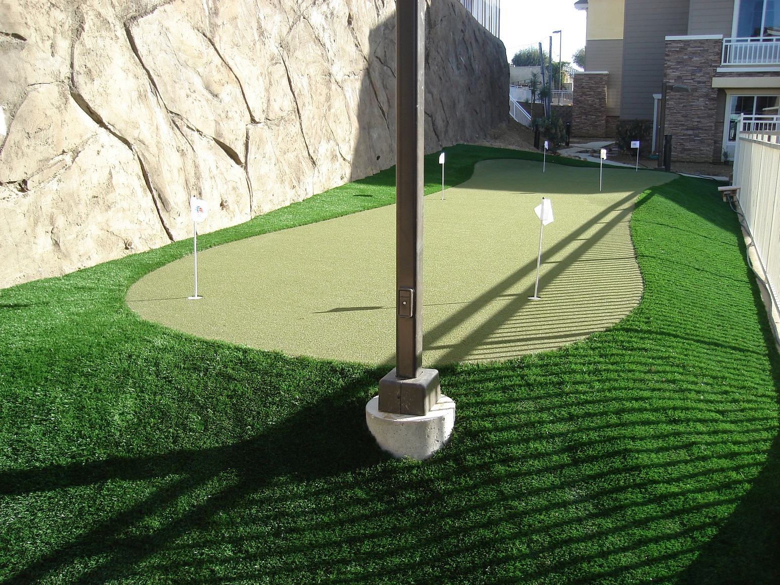 Putting green with synthetic grass