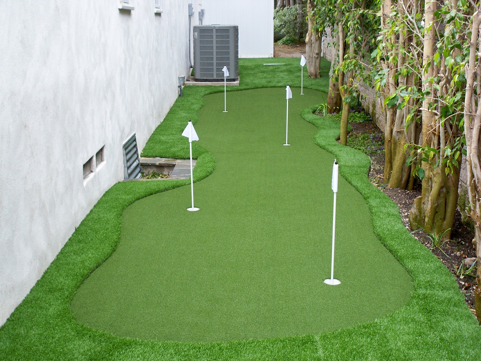 Putting green with synthetic grass