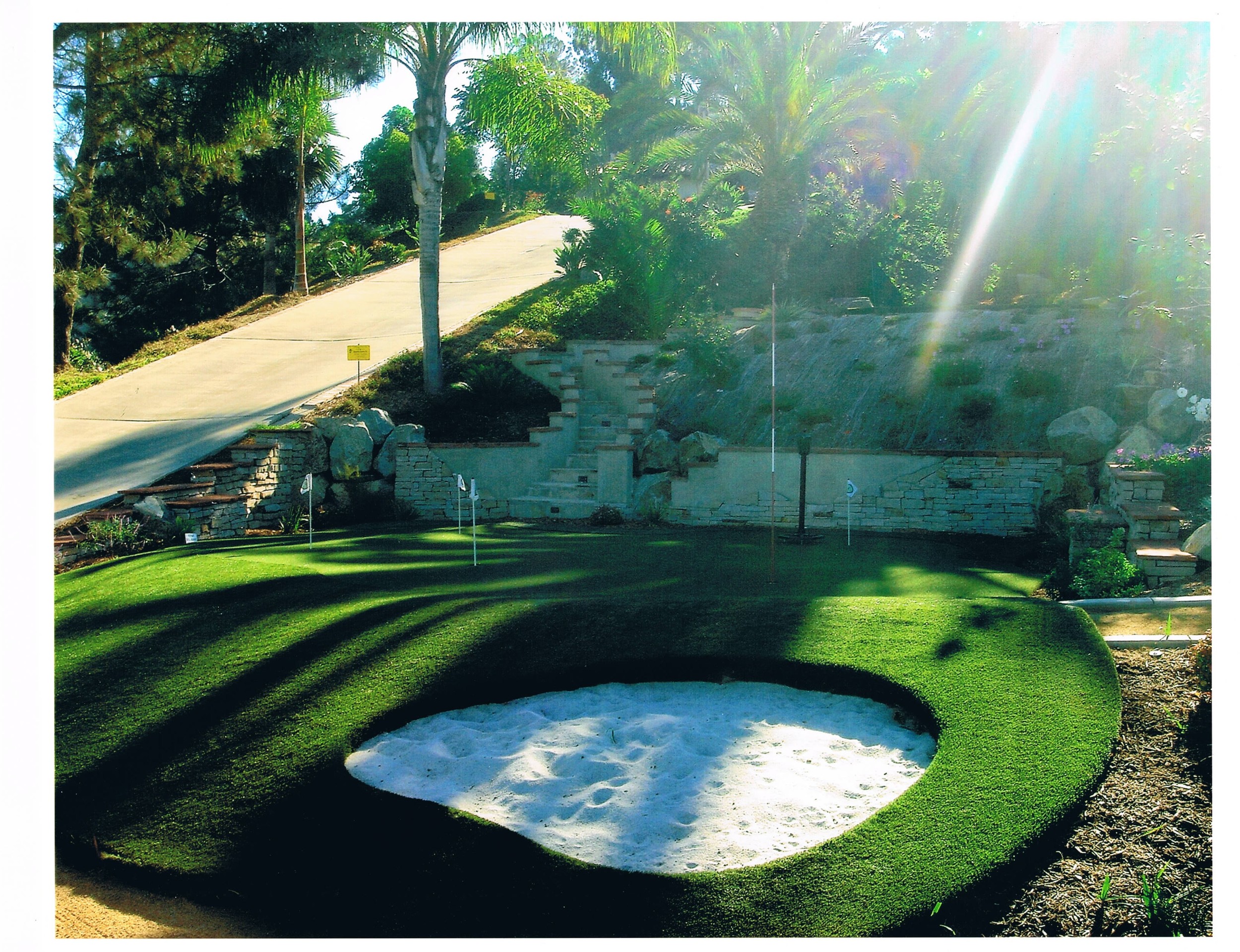 Putting green with synthetic grass