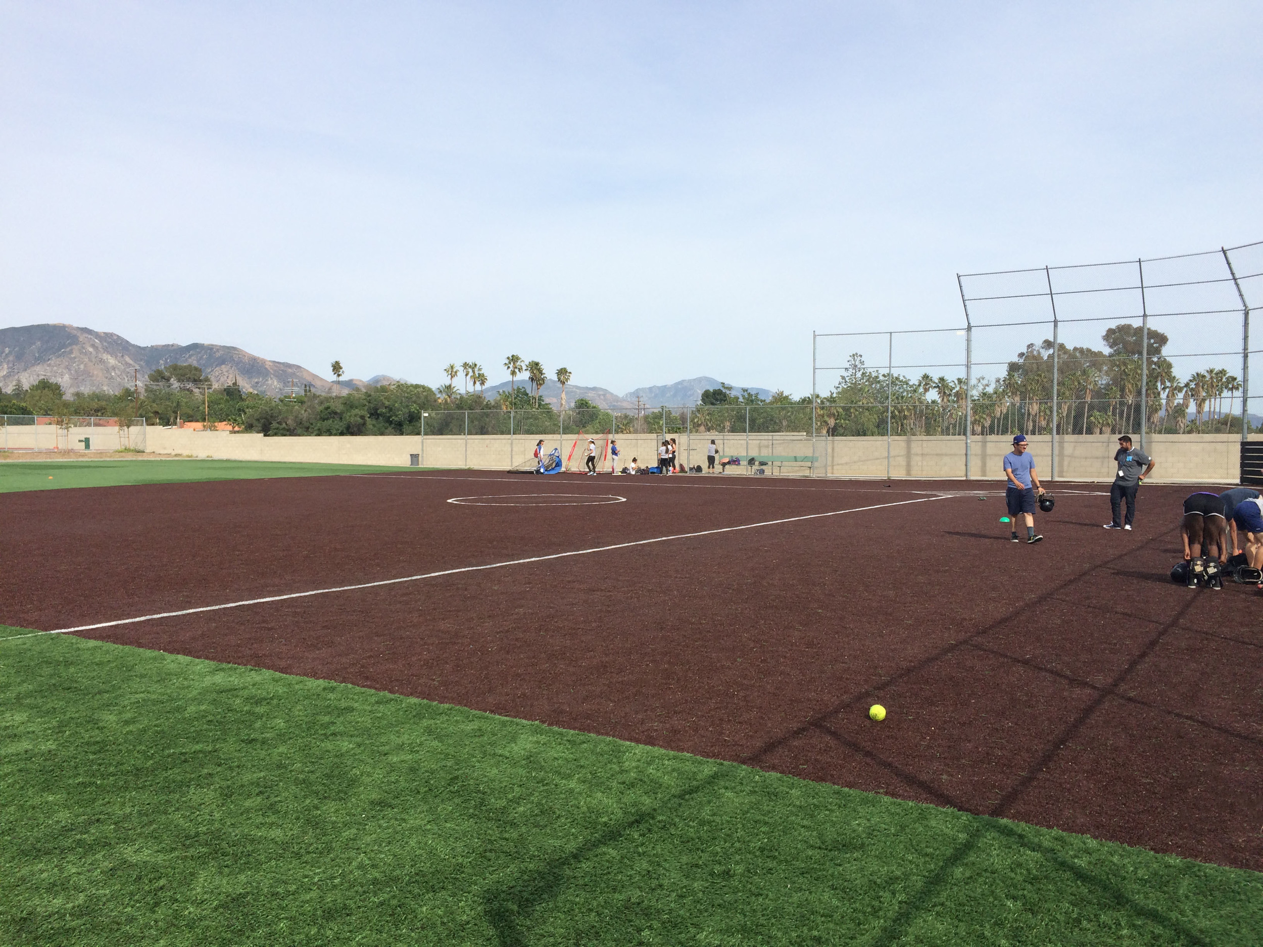 Synthetic artificial grass baseball field