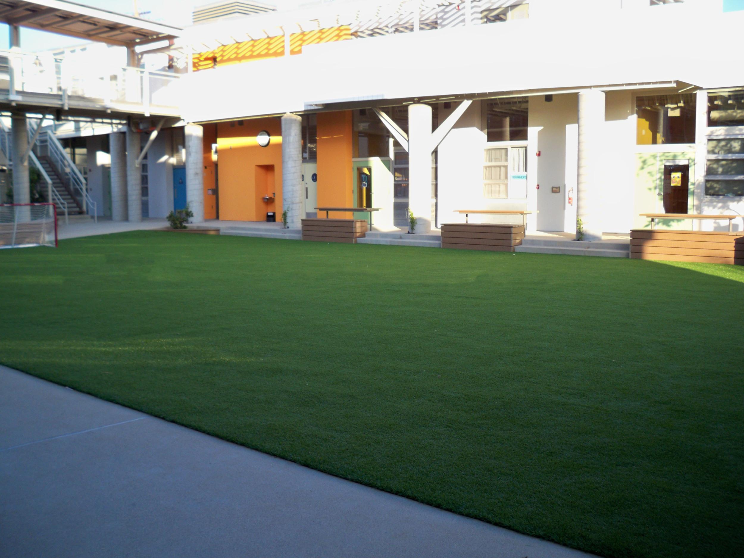 Synthetic grass in apartment complex