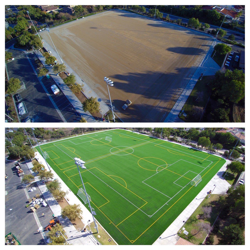 Before after synthetic grass soccer field