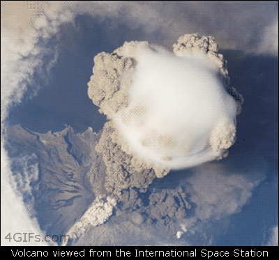 Volcano Eruption from Space Station.gif