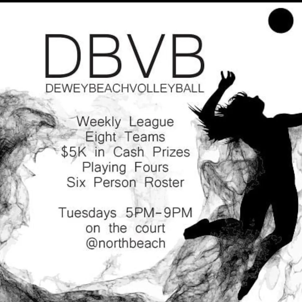 We are pleased to announce the second season of the Dewey Beach Pro Volleyball Tournament starting Tuesday, June 28th.  We will have 8 teams playing fours, with each four having one woman on the court at all times. $3k to the winning team. $1.5k  for