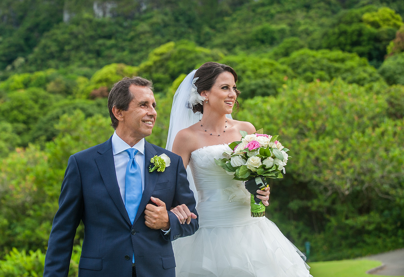 Here come the bride with her father.