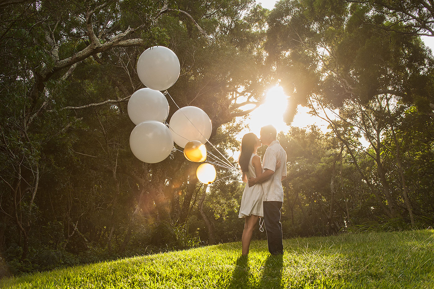 Engagement session with balloons