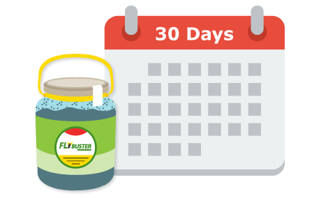 The Flybuster garden trap will last 30 days or until full.