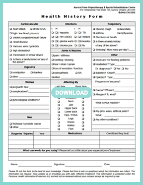 Health History Form