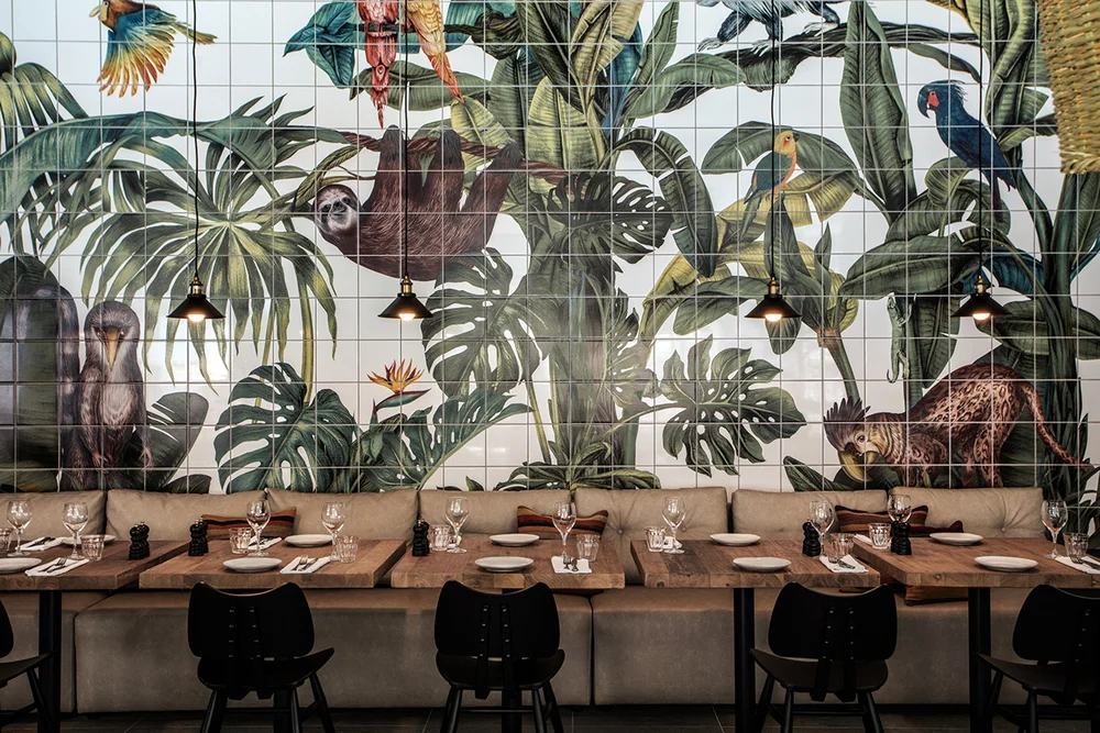 Magical Jungles tiles in Casa Cook Hotel by Karina Eibatova