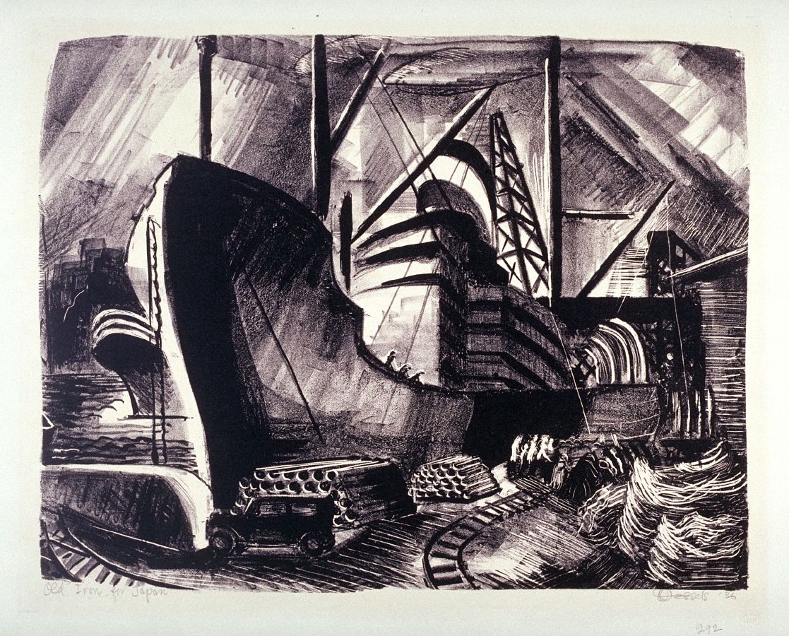 Old Iron for Japan, by Glenn Anthony Wessels. 1936 lithograph on paper