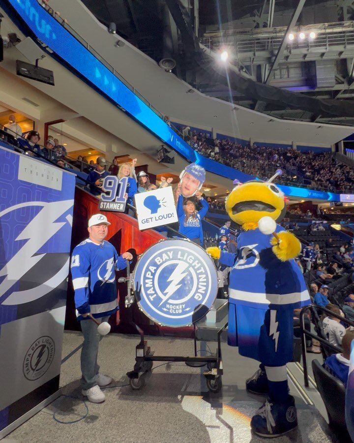 Might have surprised Adam with intermission fun at the @tblightning game. What a great experience and thank you Tampa Bay Lightning for making his retirement gift an amazing one. @thunderbugtbl