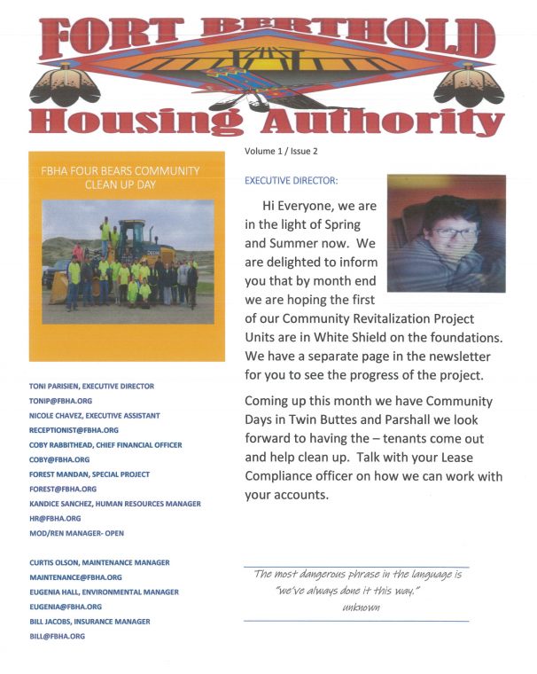 News — Ft. Berthold Housing Authority