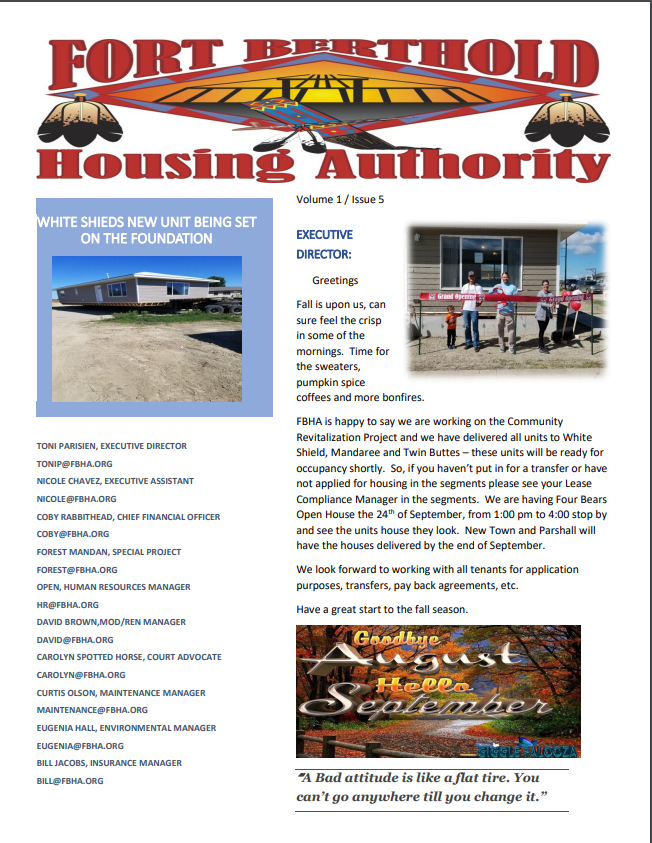 News — Ft. Berthold Housing Authority
