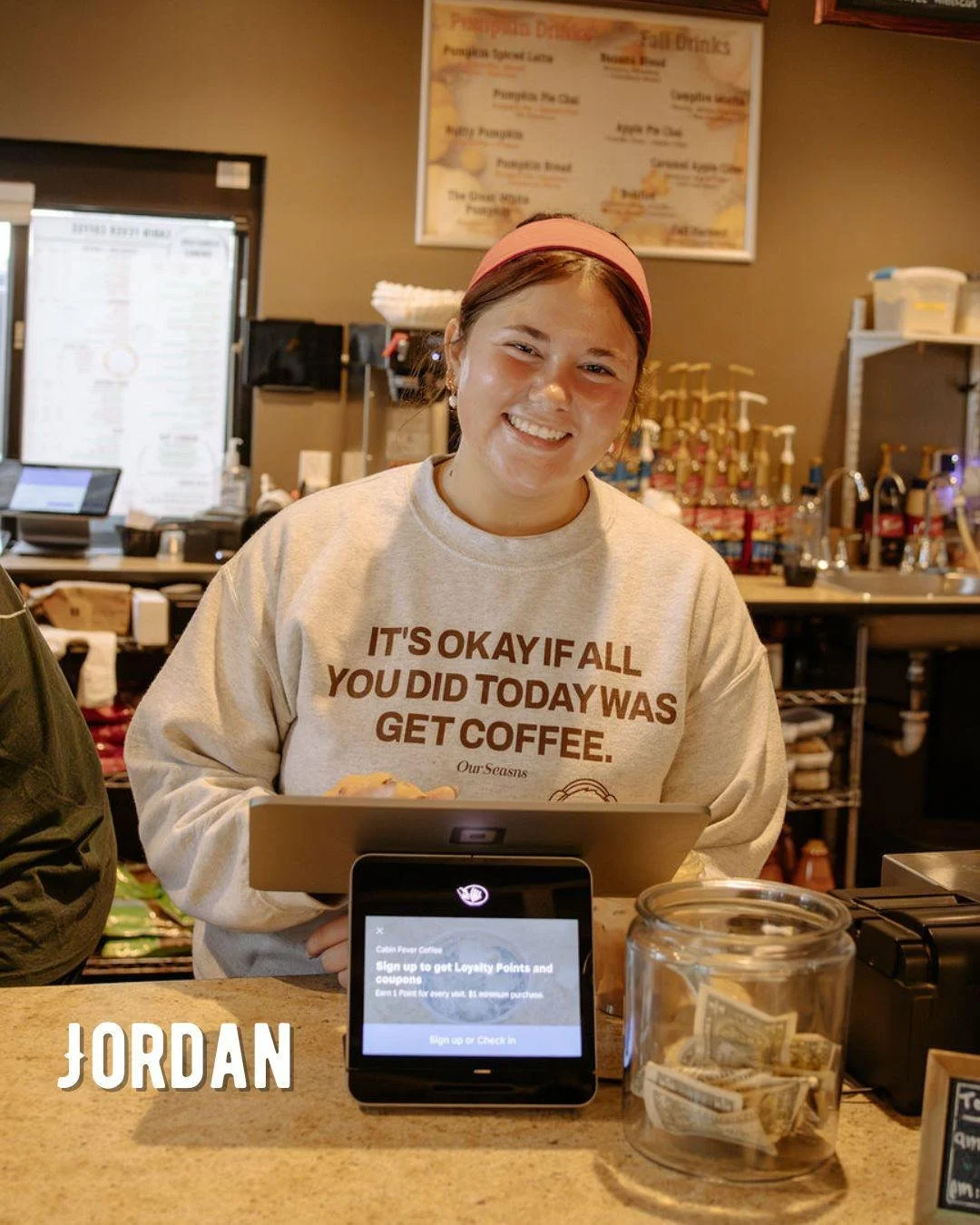 ✨ Barista Highlight: Meet Jordan ✨
If you’ve been by Southside Cabin in the last few years, there’s a good chance you’ve been greeted by this friendly face! ☕
Jordan has been part of our Cabin Crew for three years and brings calm,