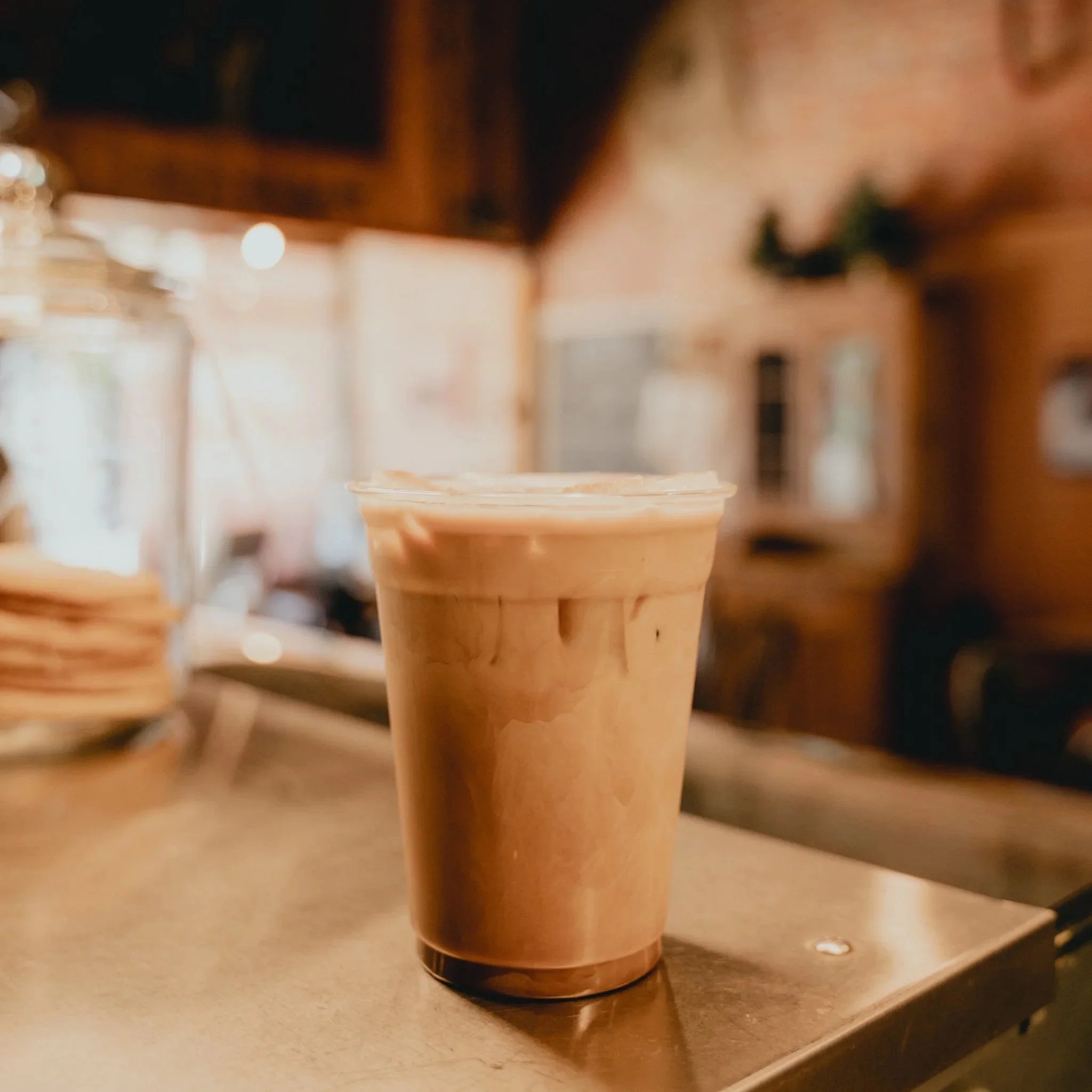 Iced latte on the counter