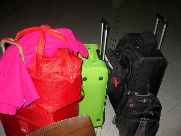All the colorful luggage was mine of course! lol