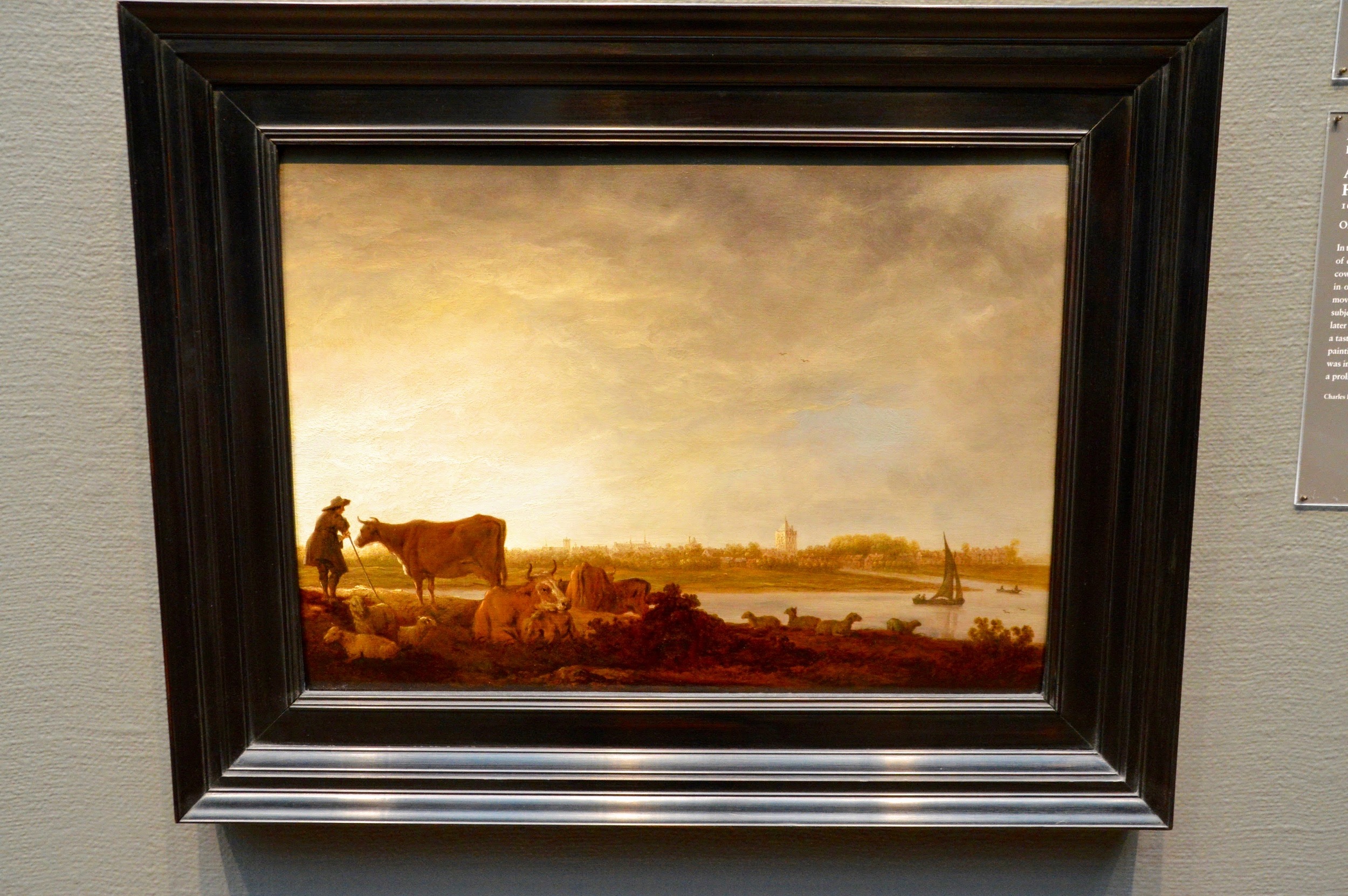 Aelbert Cuyp "A View of Vianen with a Herdsman and Cattle by a River" (1620-1691)