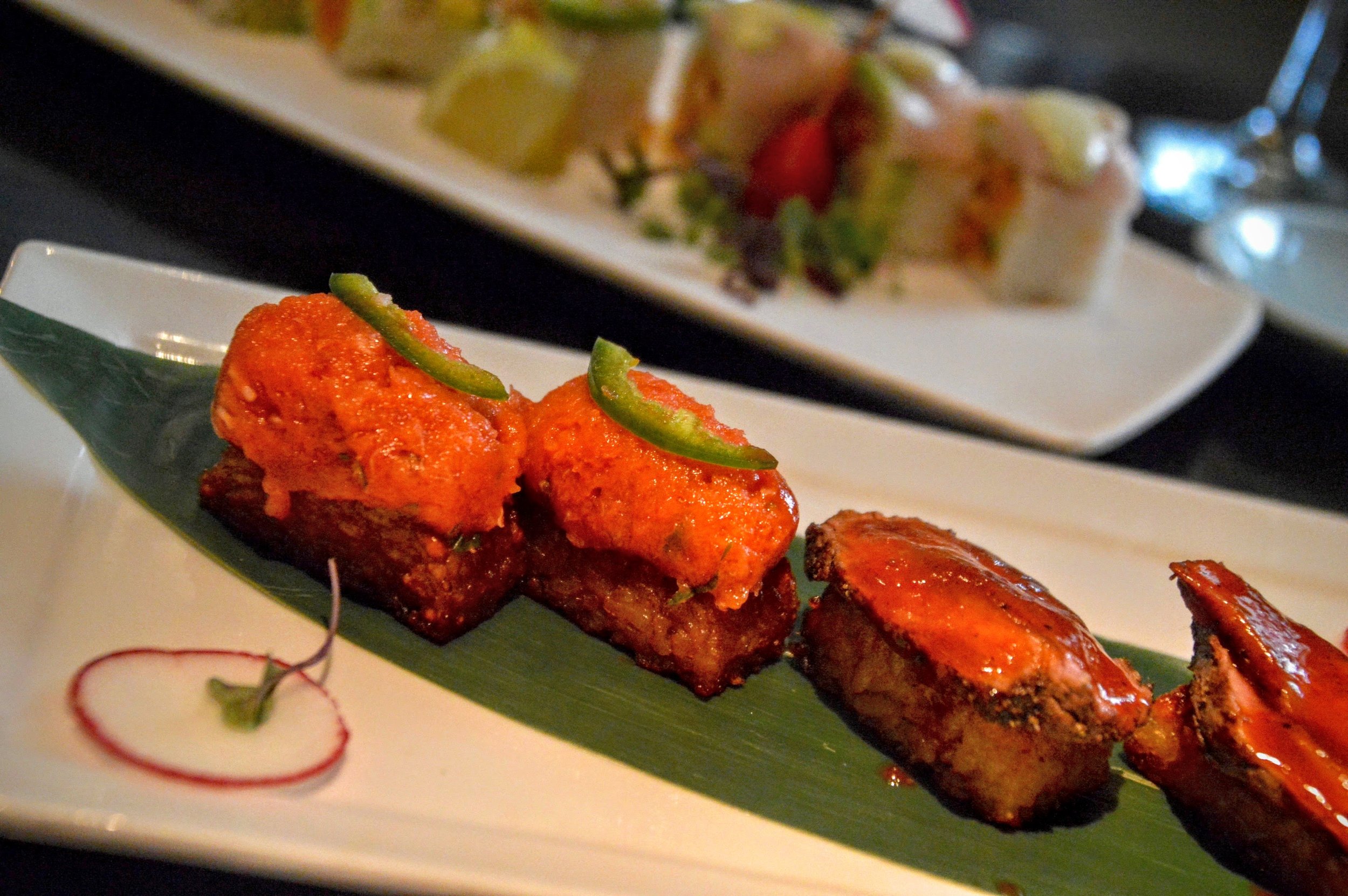 Koi Crispy Rice - Topped with Spicy Tuna and Kobe Beef