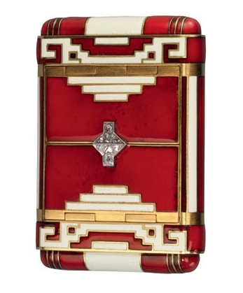 Art Deco Enamel, Gold & Diamond Cigarette Case