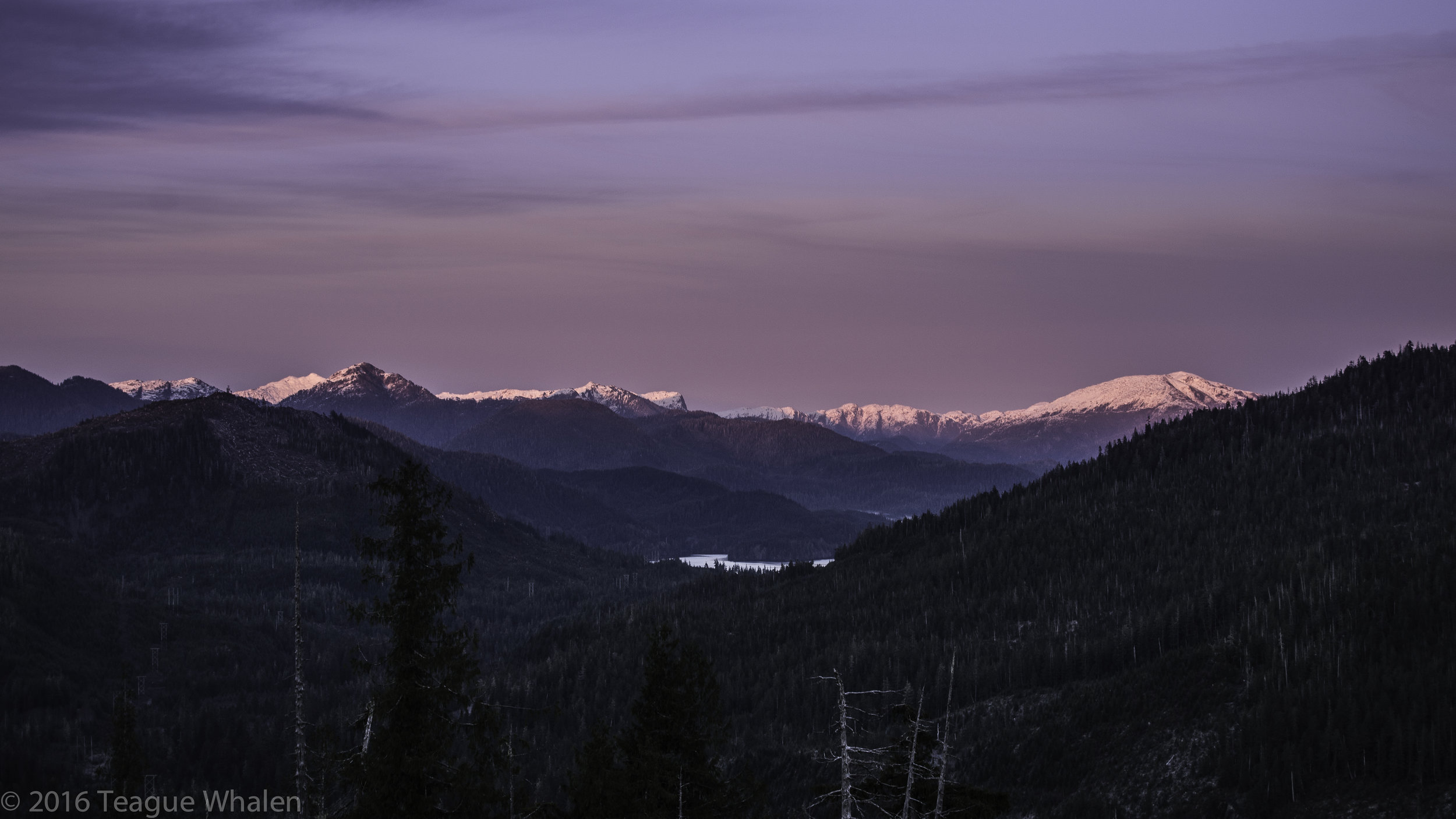 Alpenglow while driving Brown Mountain Rd. up to Dude Mountain trailhead