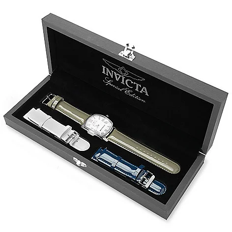 Invicta Men's Grand Lupah Three Piece Leather Strap Set