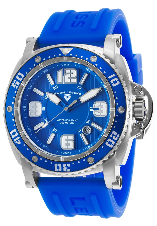 Swiss Legend Blue Silicone Dive Watch with Mother of Pearl Face Swiss Legend Neptune Silicone Analog Wristwatches for sale  main image 2