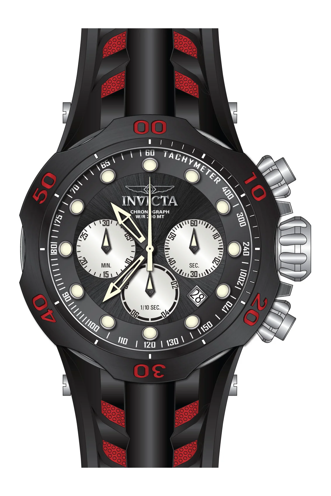 Invicta 52mm Venom Reserve Quartz Black/Dark Grey