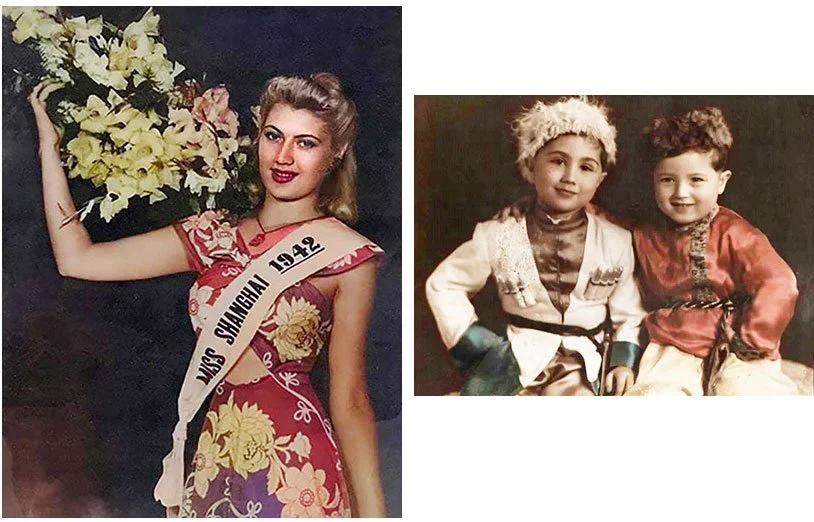 Left pic: Larry Zelin's mother as Miss Shanghai 1942. Right pic: Larry with his brother, Wally, in Cossack fancy dress. Zetlin family archive