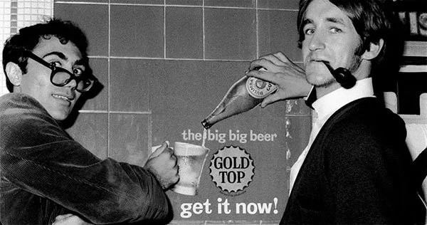 Larry Zetlin and Dan Gillespie enjot a beer and a joke at the National Hotel. 1966. Pic: Frank Neilsen