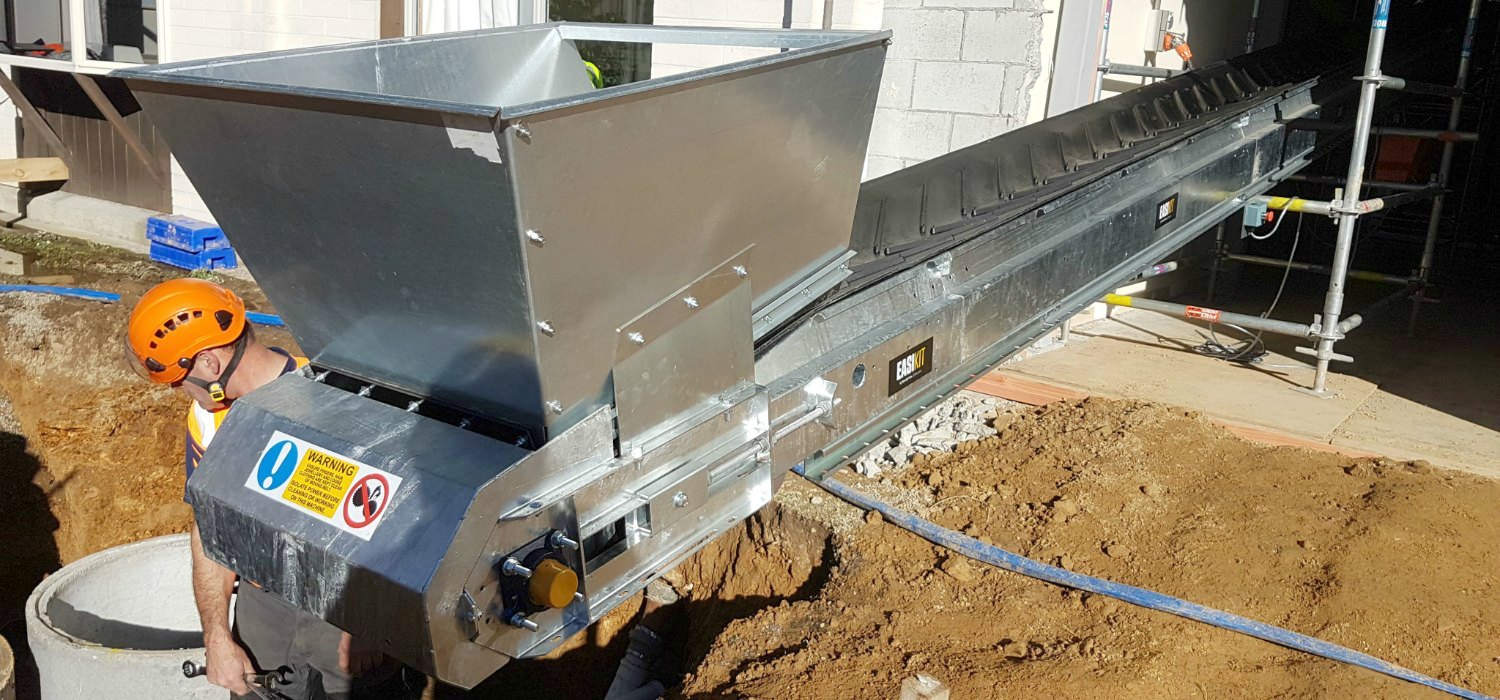 Building Site Conveyor with Hopper. NZ Conveyors  Hire and Sales