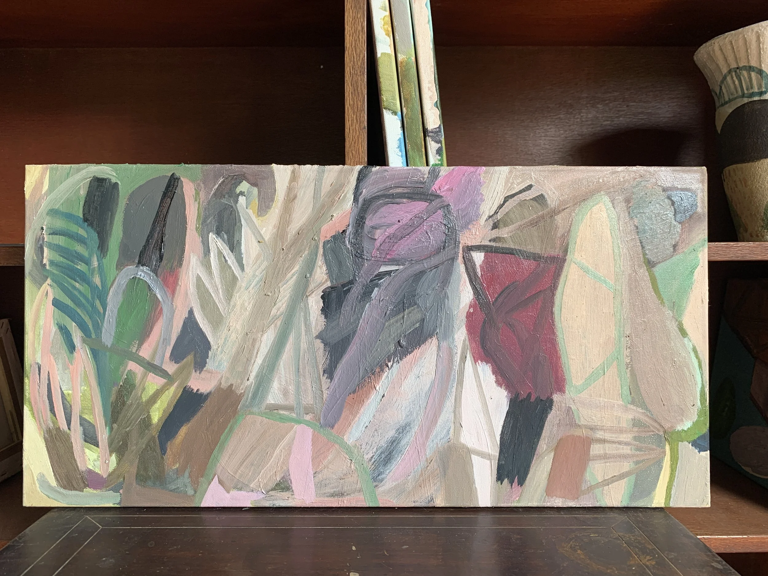 David Usher, See you in the Meadows, 2024, oil on canvas, 61 x 30cm