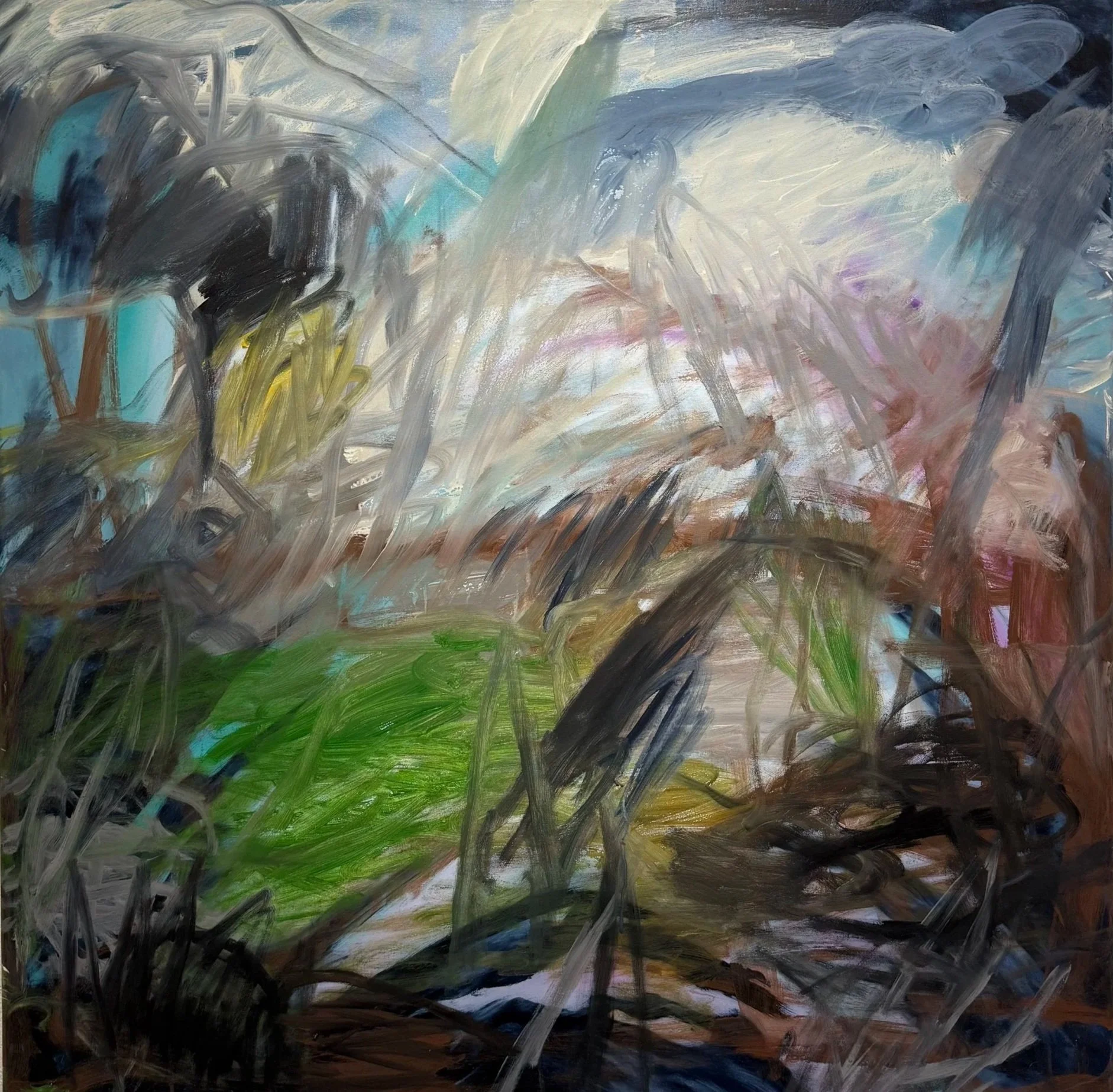 David Usher, Through the Clearing’ 2025, acrylic on canvas, 102 x 102cm