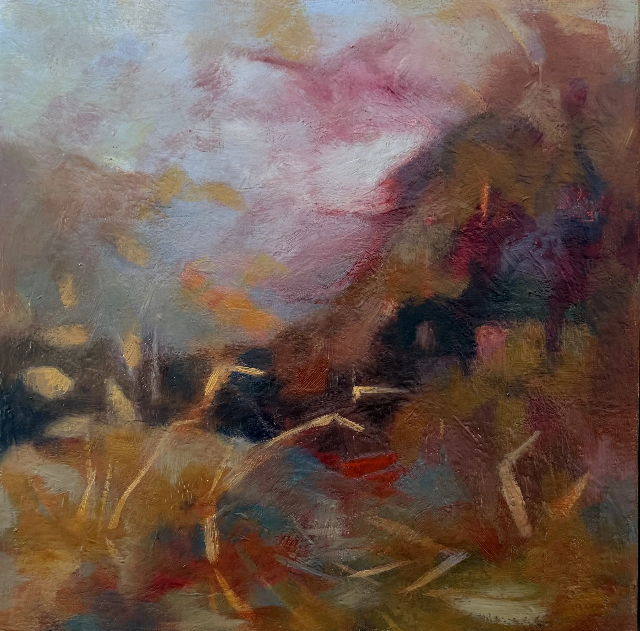 Monica Usher, 'Mountain Path', 2026, oil on linen, 30 x 30cm (framed)