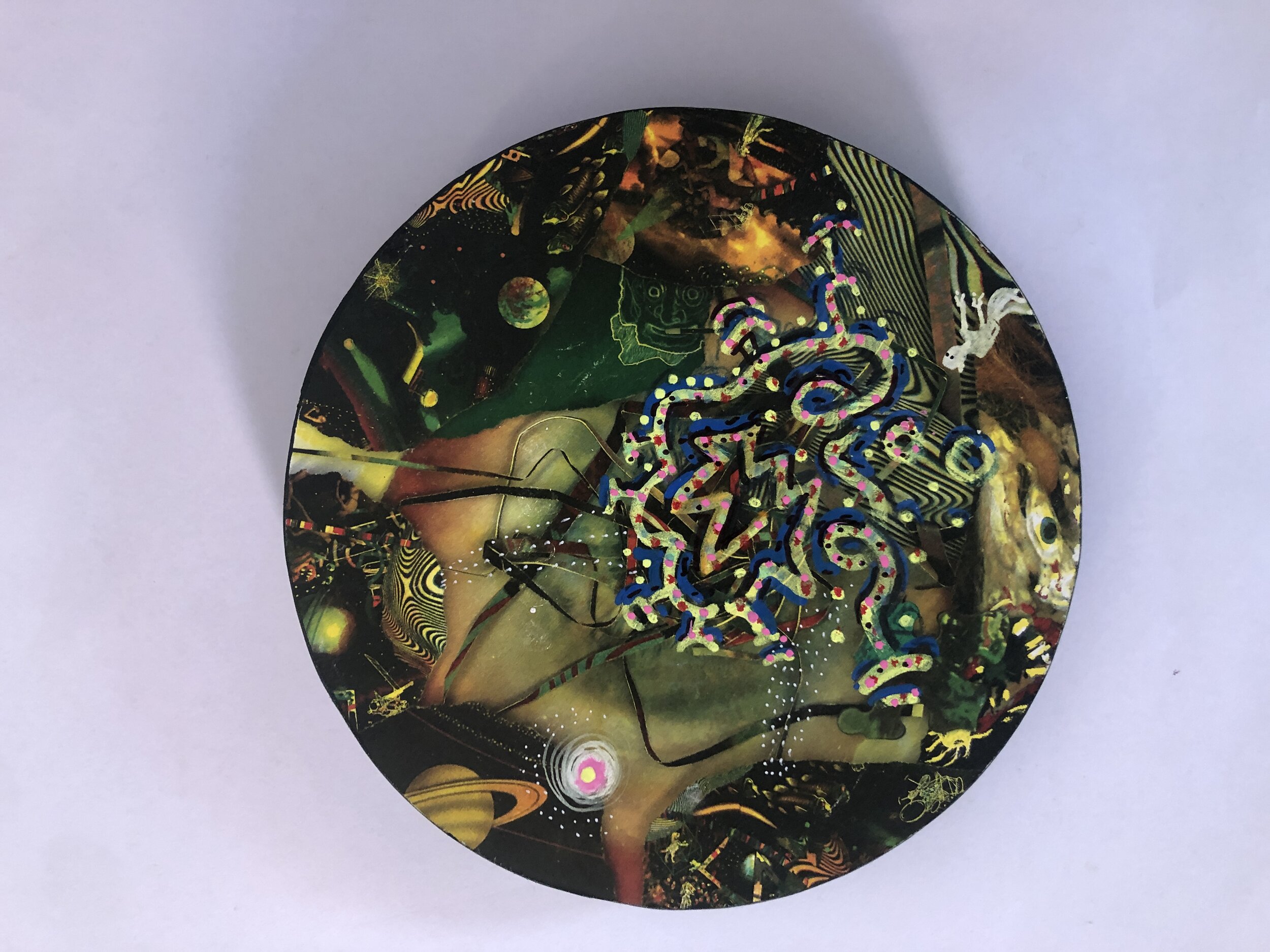 Stephen Spurrier, ‘Green Cosmos’, 2019, mixed media on board, 20cm 