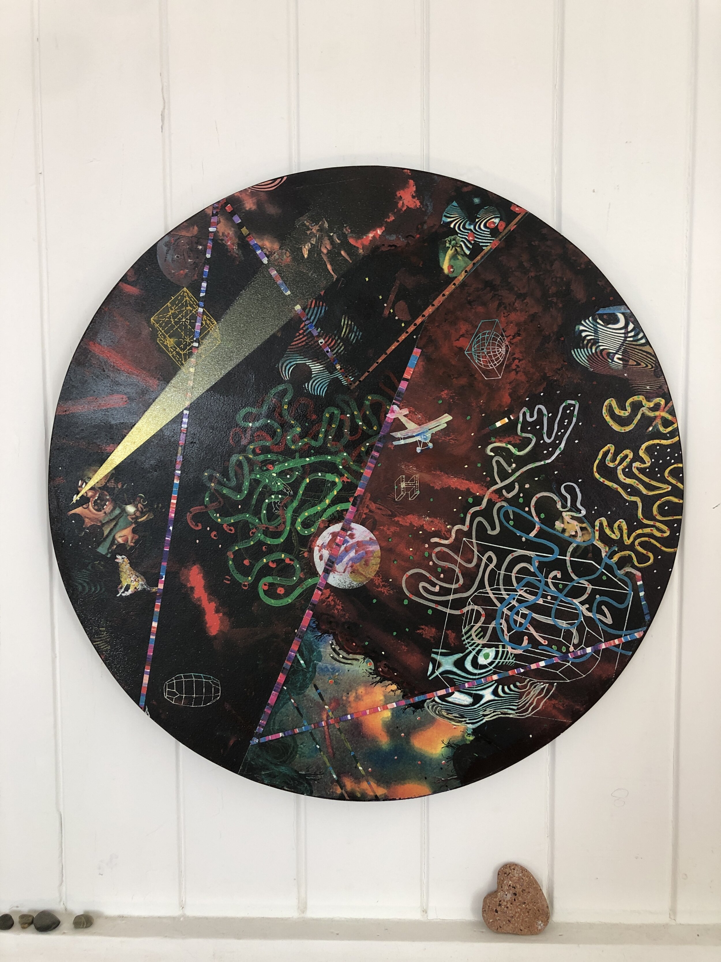 Stephen Spurrier, ‘Flight of the Mystics’, 2020, mixed media on board, 50cm diameter