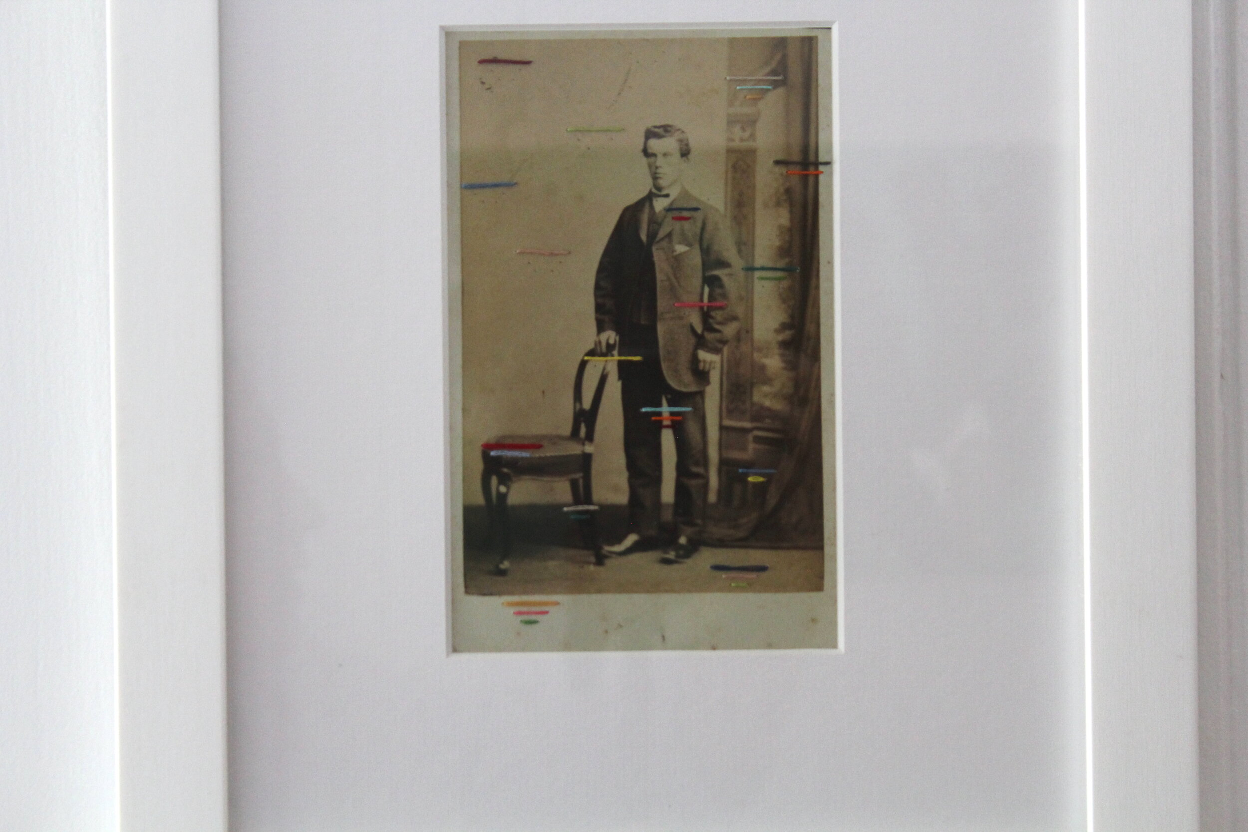 Tiffany Shafran, Adventure Sampler #37, 2012, embroidery floss on archival print