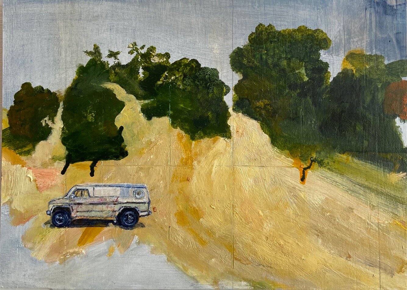 Catherine Parker 'Ghost Rider on Dune 1', 2020, acrylic and ink on board, 16 x 23cm