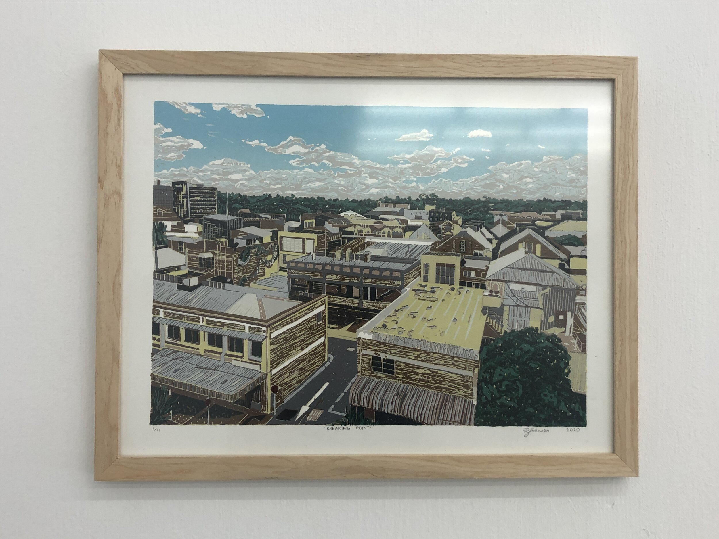 Rhi Johnson, Breaking Point, 2020, reduction linocut, 34.5 x 44cm