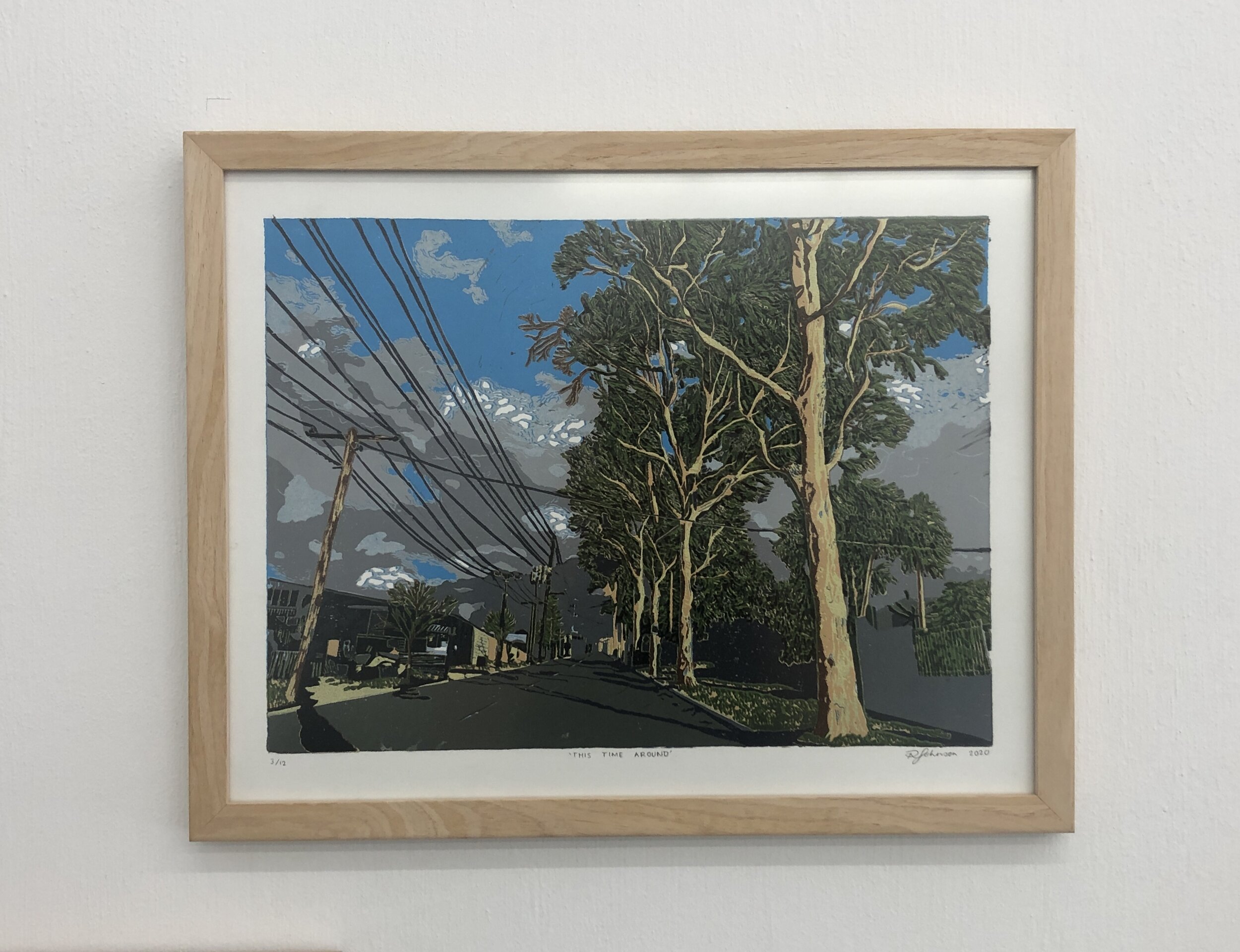 Rhi Johnson, This Time Around, 2020, reduction linocut, 34.5 x 44cm