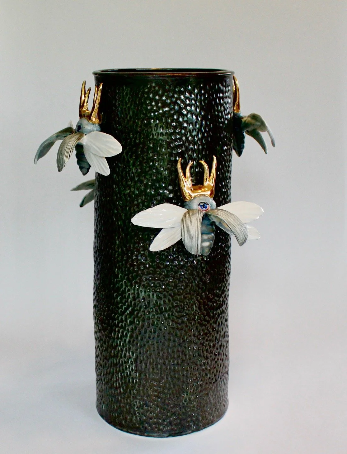 Clairy Laurence , ‘Night Bugs’, stoneware, 22kt gold luster, background glaze by Alex Byers, 47cm x 35cm 