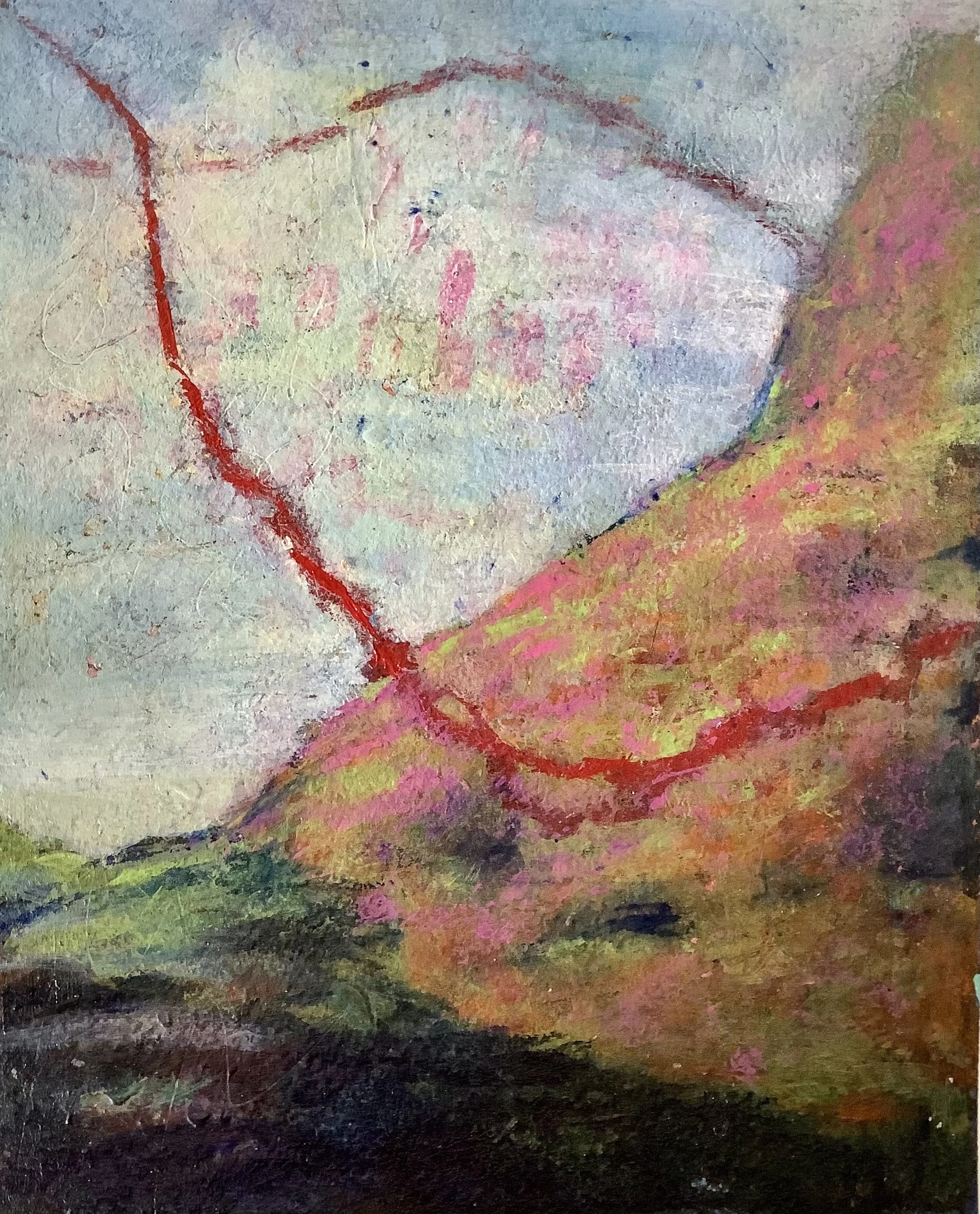 Monica Usher, Seeing From Above, 2023, acrylic on paper, 35x29cm framed