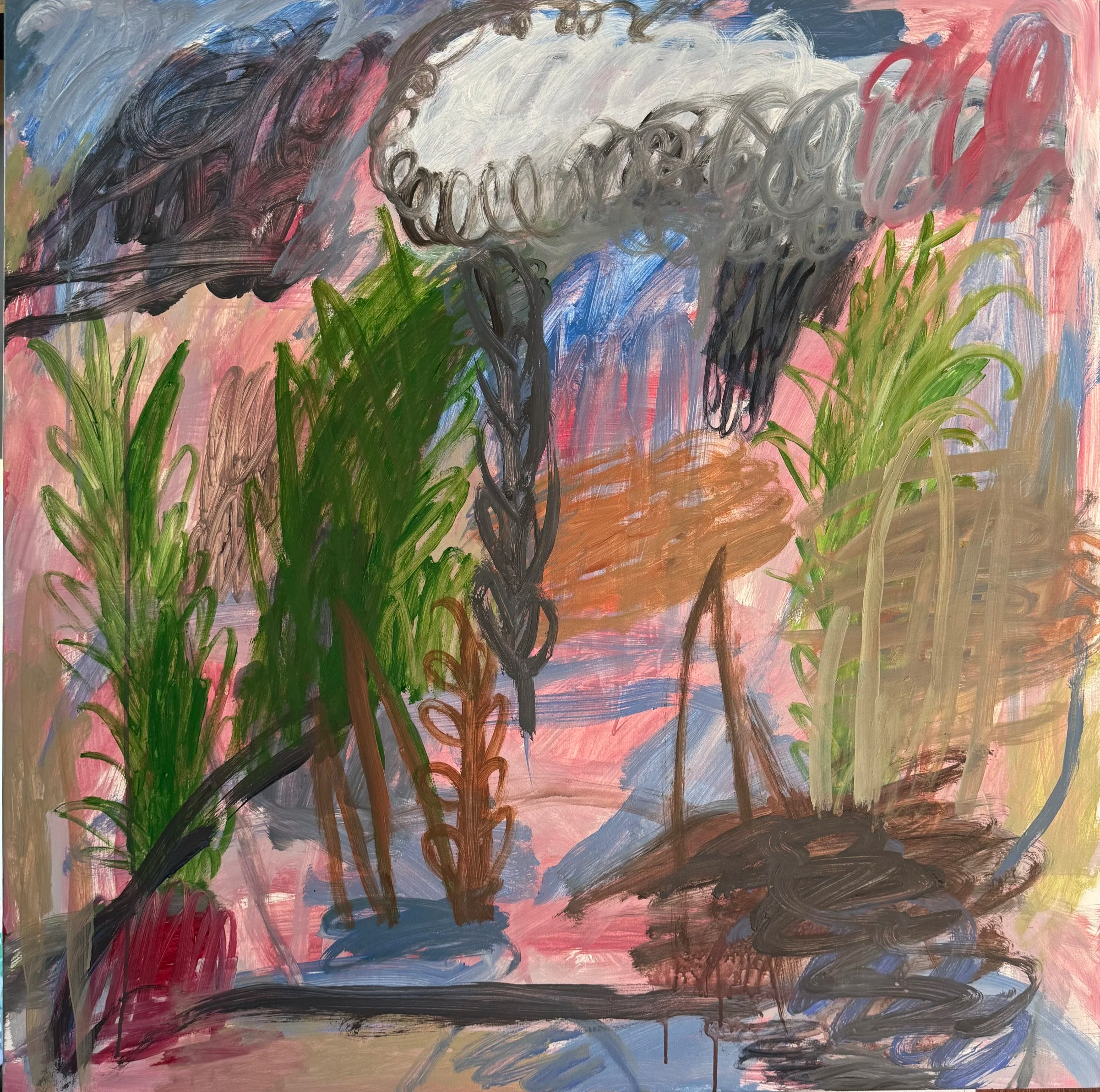 David Usher 'In the Front Yard', 2026, acrylic on canvas, 101 x 101cm