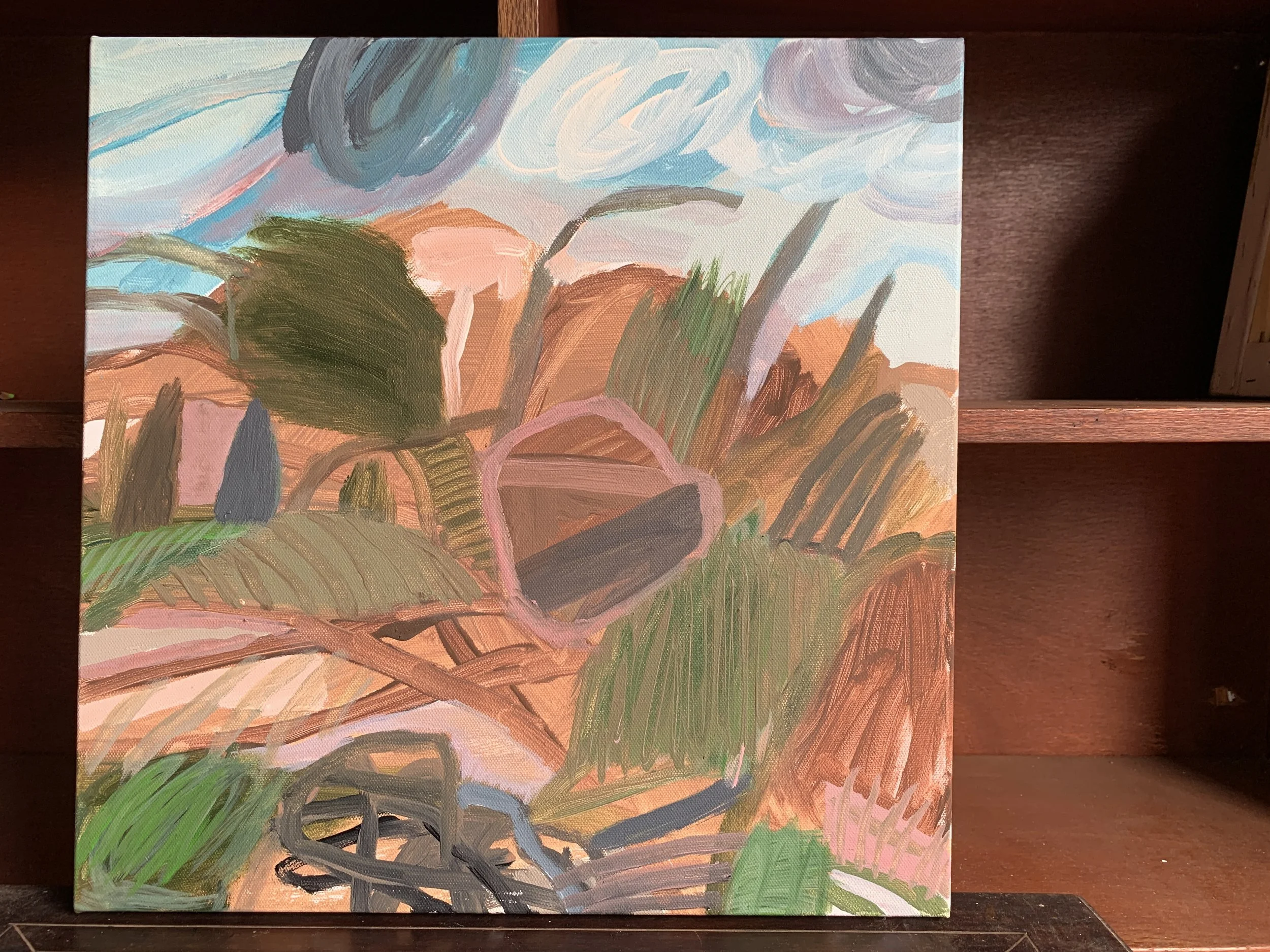 David Usher, The Morning Hill, 2024, acrylic on canvas, 40 x 40cm