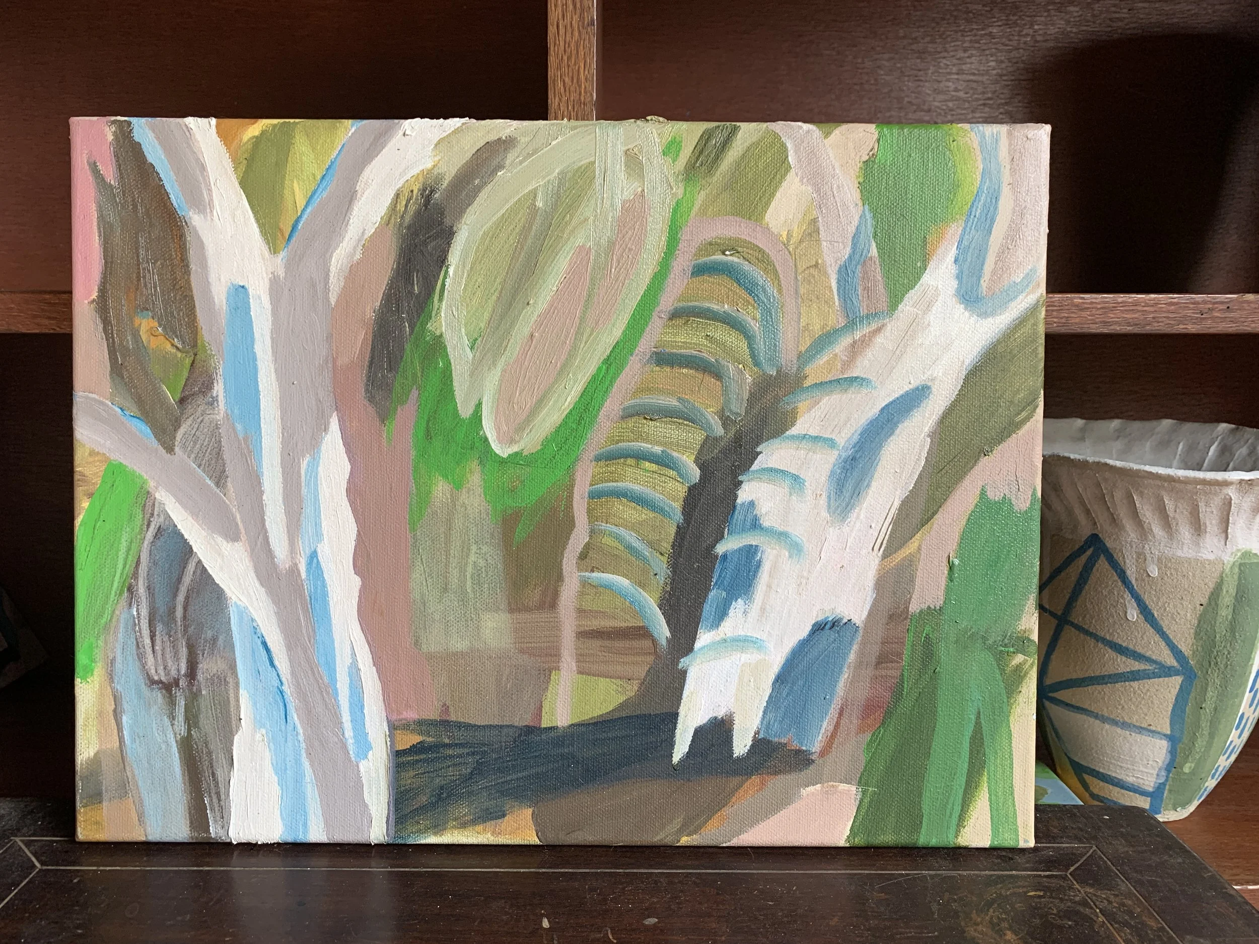 David Usher, Mehi Waterfall, 2024, oil on canvas, 40 x 30cm