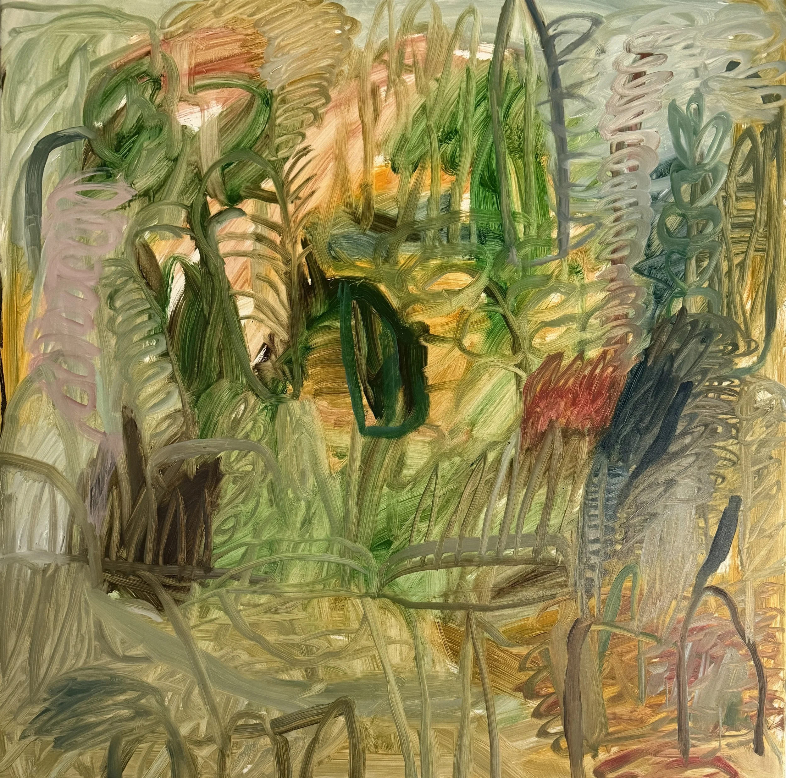 David Usher 'The Garden (makes it's own rules)' 2026, oil on canvas, 101 x 101cm