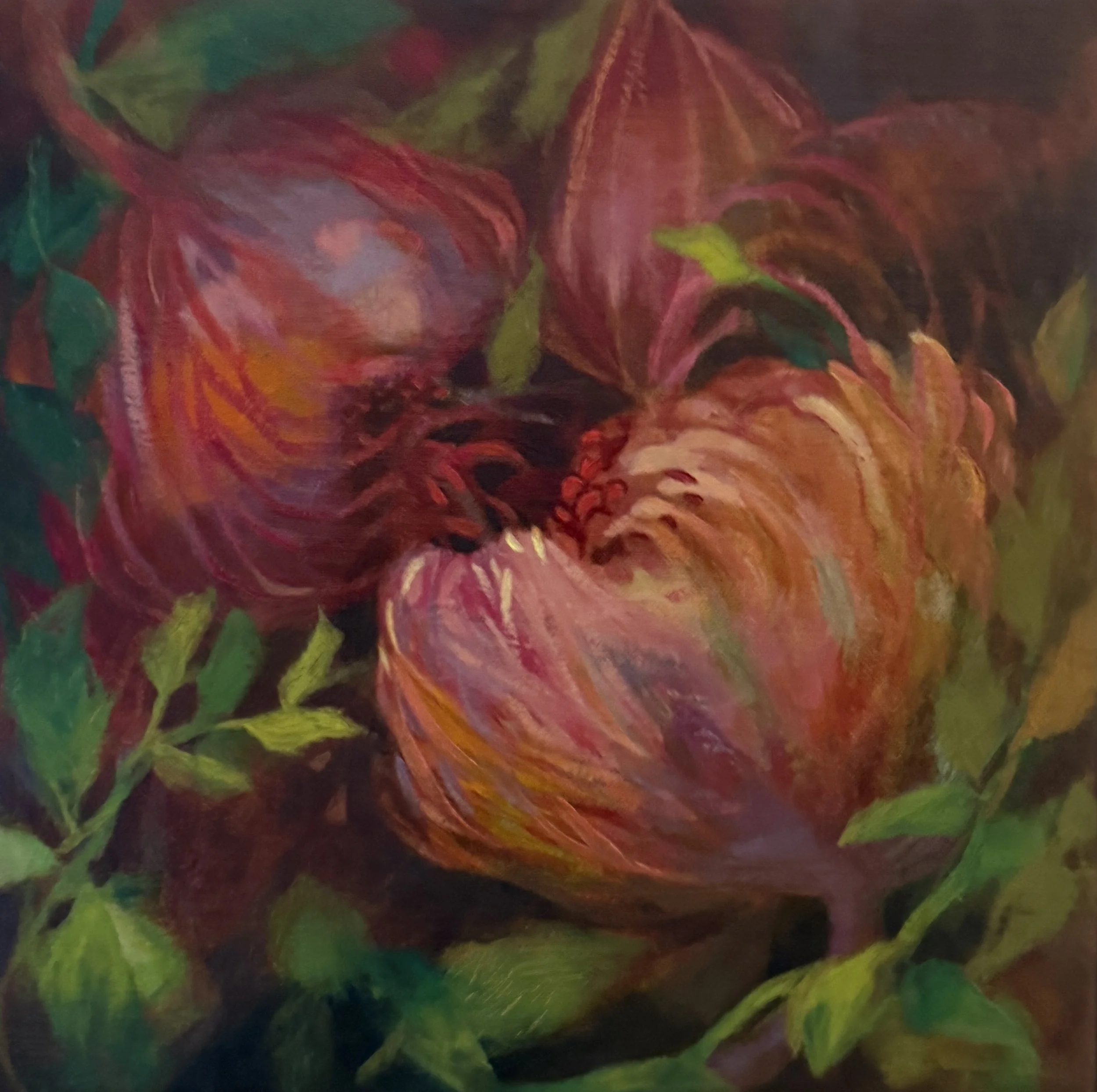 Monica Usher 'The Side Garden', 2026, oil on linen, 33cm x 33cm (framed)