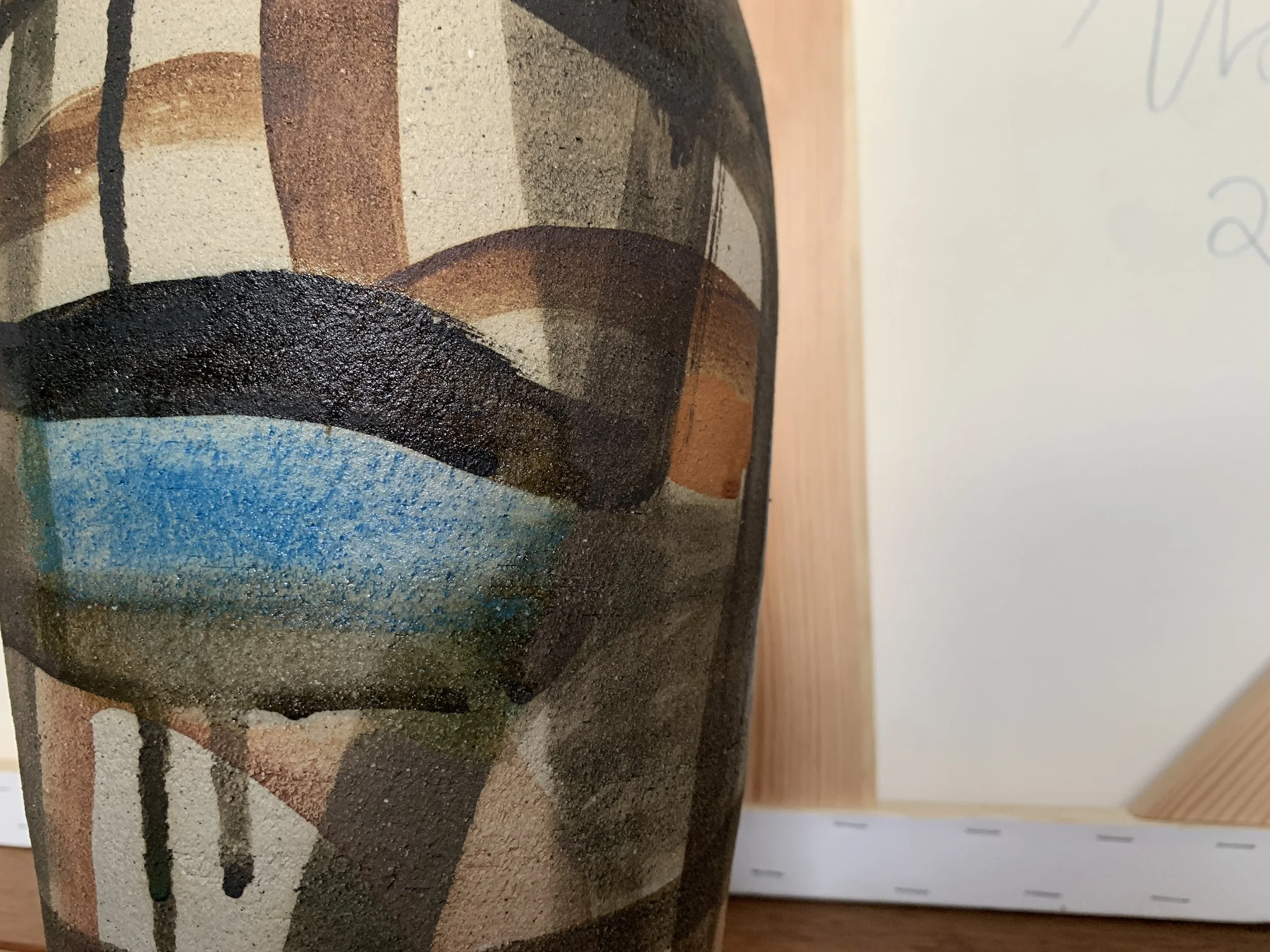 David Usher, Tall Tales #3, 2024, white raku stoneware, 44cm x 17cm