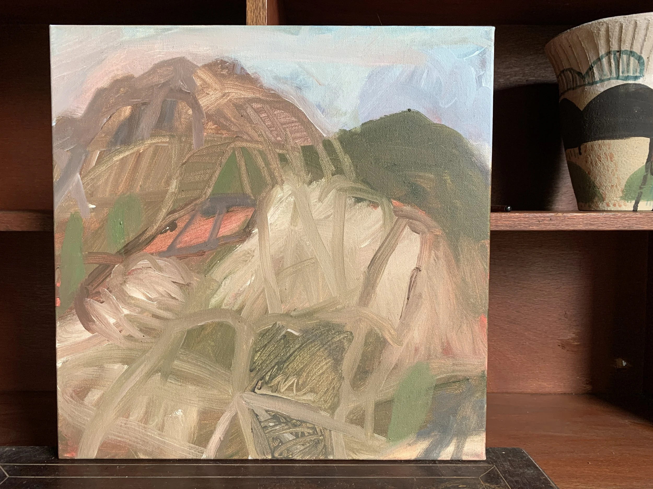 David Usher, Mt Lofty in the Morning, 2024, acrylic on canvas, 41 x 41cm