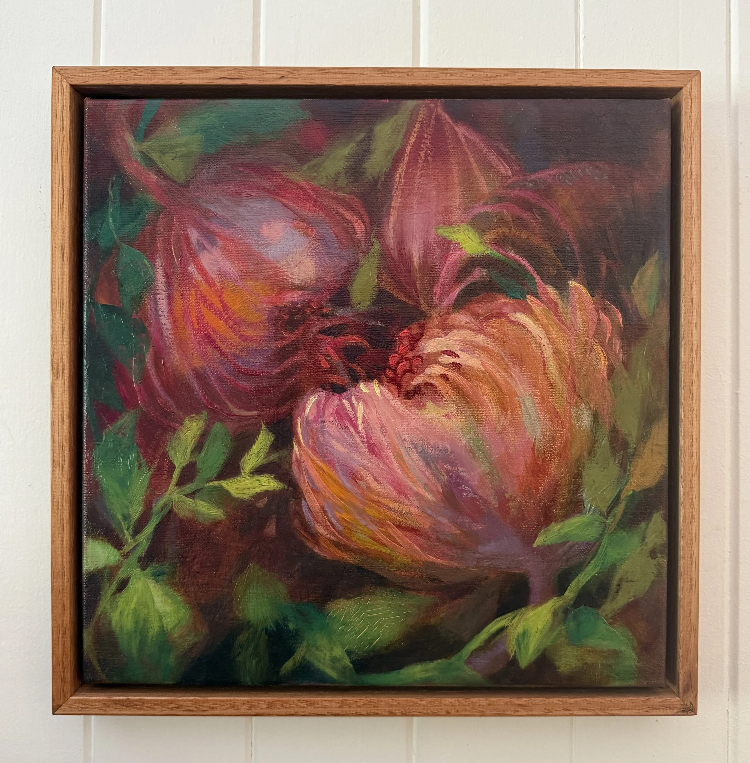 Monica Usher 'The Side Garden', 2026, oil on linen, 33cm x 33cm (framed)