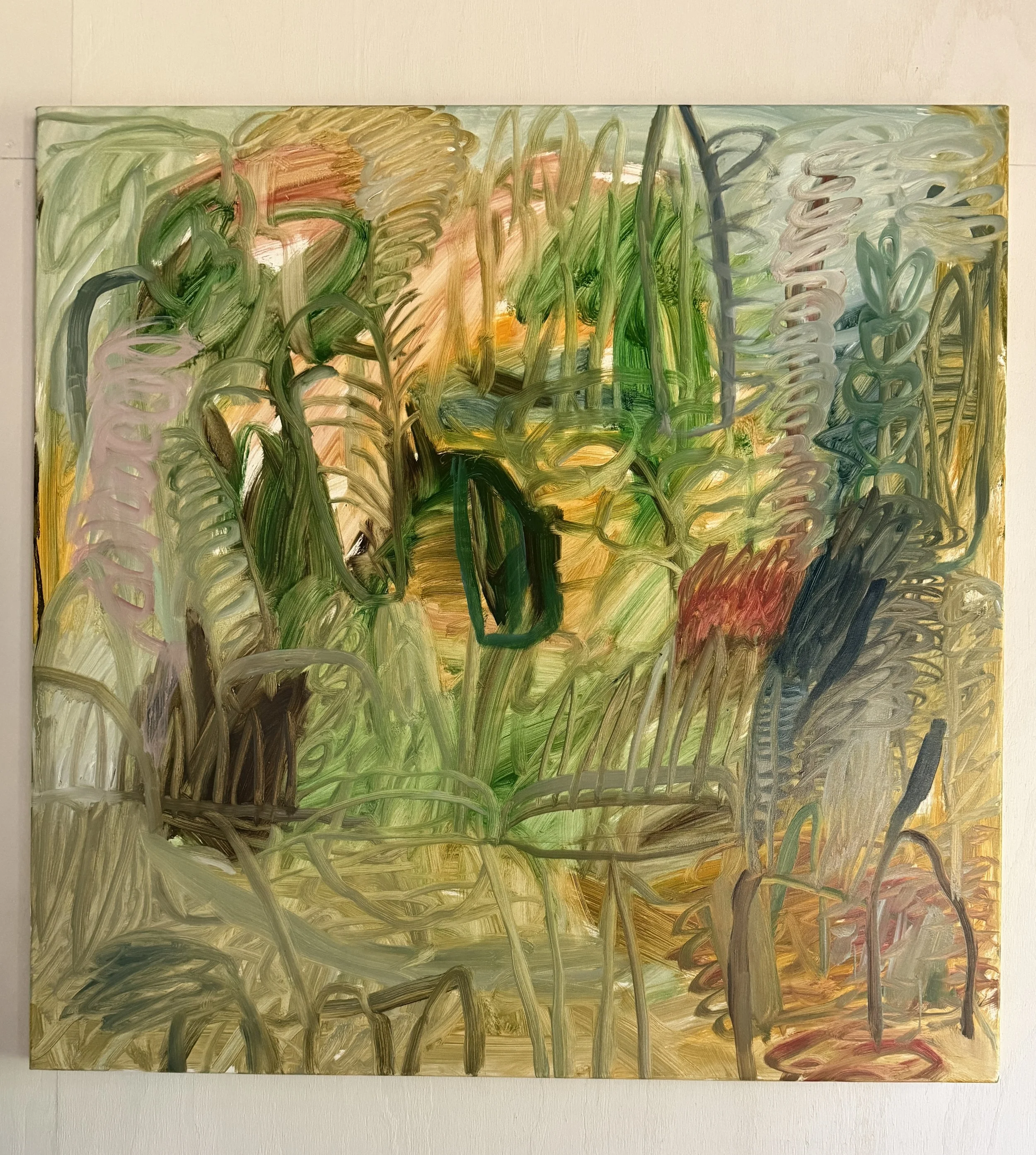 David Usher 'The Garden (makes it's own rules)' 2026, oil on canvas, 101 x 101cm